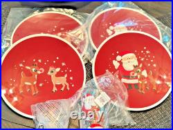 Disney Pottery Barn Rudolph holiday Christmas Santa PLATE + CUP party Kid SET 8h