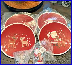 Disney Pottery Barn Rudolph holiday Christmas Santa PLATE + CUP party Kid SET 8h