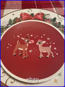 Disney Pottery Barn Rudolph holiday Christmas Santa PLATE + CUP party Kid SET 8h