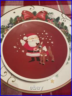 Disney Pottery Barn Rudolph holiday Christmas Santa PLATE + CUP party Kid SET 8h