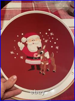 Disney Pottery Barn Rudolph holiday Christmas Santa PLATE + CUP party Kid SET 8h