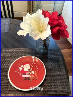 Disney Pottery Barn Rudolph holiday Christmas Santa PLATE + CUP party Kid SET 8h