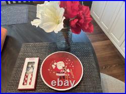 Disney Pottery Barn Rudolph holiday Christmas Santa PLATE + CUP party Kid SET 8h