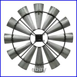 Distressed Grey Rustic 30 Inch Metal Windmill Wall Clock