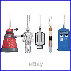Doctor Who 5-Piece Plastic Christmas Ornament Set