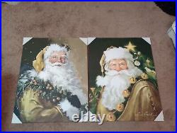 Dollar General Santa Canvas by Susan Comish. NEW Set of TWO