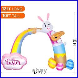 Domkom 12FT Long Huge Easter Inflatable Bunny Archway Outdoor DecorationsBuil