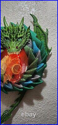 Dragon Wreath Earth Dragon Greens Burlap Mesh Handmade