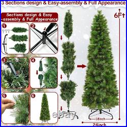 Dual Color Change&Timer 6Ft Portland Pine Prelit Pencil Christmas Tree, 200 Warm