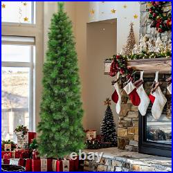 Dual Color Change&Timer 6Ft Portland Pine Prelit Pencil Christmas Tree, 200 Warm