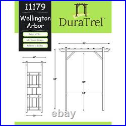Dura-Trel Wellington Arbor 72 x 85 Outdoor Garden Arch Lattice Trellis, White