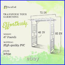 Dura-Trel Wellington Arbor 72 x 85 Outdoor Garden Arch Lattice Trellis, White
