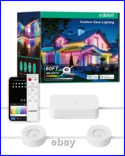 EDISHINE 60ft Permanent Outdoor Lights, 40 LED Eave Light with App/Remote, IP67