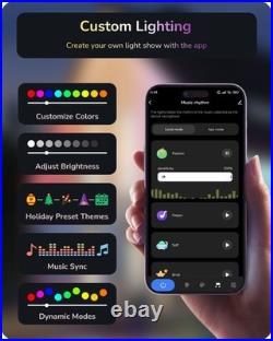 EDISHINE 60ft Permanent Outdoor Lights, 40 LED Eave Light with App/Remote, IP67 EDISHINE 60ft Permanent Outdoor Lights, 40 LED Eave Light with App/Remote, IP67
