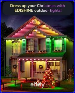 EDISHINE 60ft Permanent Outdoor Lights, 40 LED Eave Light with App/Remote, IP67 EDISHINE 60ft Permanent Outdoor Lights, 40 LED Eave Light with App/Remote, IP67