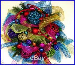EXPLOSION of COLOR Christmas Wreath Holiday matching garland available in store
