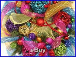 EXPLOSION of COLOR Christmas Wreath Holiday matching garland available in store