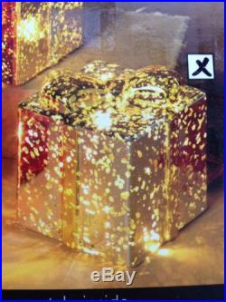 EYE-CATCHING 4 LED LIGHTED GIFT BOX CHRISTMAS DECOR NIB