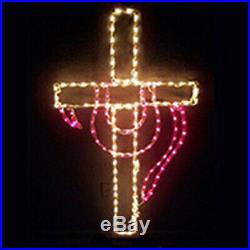 Easter Christmas LED Lighted Decoration Outdoor Cross Religious Yard Display NEW