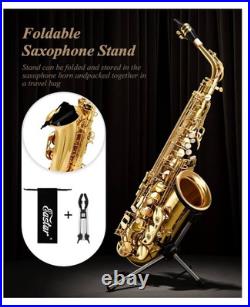Easter EXA-21 Alto Sax E Flat Sophomore Beginner Brass Full Kit Case Stand& EUC