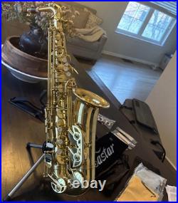 Easter EXA-21 Alto Sax E Flat Sophomore Beginner Brass Full Kit Case Stand& EUC