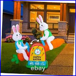 Easter Inflatable Outdoor Decorations Two Cute Bunny are on The Bunny seesaw