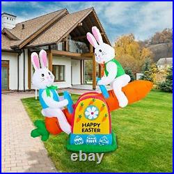 Easter Inflatable Outdoor Decorations Two Cute Bunny are on The Bunny seesaw