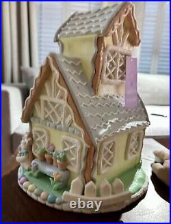 Easter Light Up Pastel Gingerbread House 13.5 Tall 19.5 D Base Clay