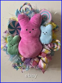 Easter Peeps Trio Bunny Easter Wreath