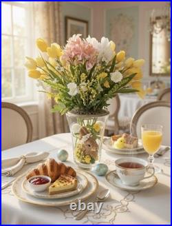 Easter floral Arrangement With Victorian Frog And Rabbit
