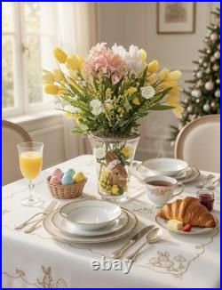 Easter floral Arrangement With Victorian Frog And Rabbit