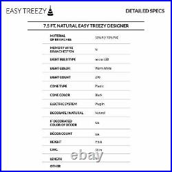 Easy Treezy 7.5 Foot Pre-Lit Realistic Douglas Fir Artificial Tree (Open Box)