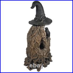 Eerie Charm 25 Inch LED Witch Raven Figurine Lighted Eyes Halloween Decor