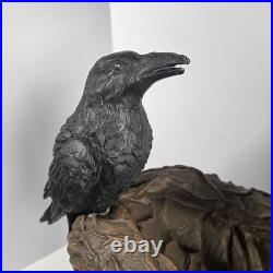 Eerie Charm 25 Inch LED Witch Raven Figurine Lighted Eyes Halloween Decor
