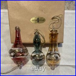 Egyptian Accents vintage Hand Blown Glass Hanging Christmas Baubles, Set of 3