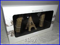 Eiffel Tower, Leaning Tower of Pisa and Big Ben clock tower Gold Ornaments