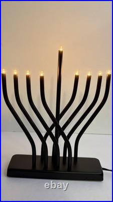Electric Menorah Hanukkah Candle Holder 9 Light Black Contemporary Modern