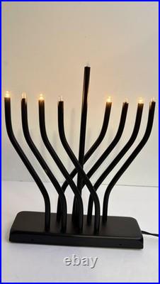 Electric Menorah Hanukkah Candle Holder 9 Light Black Contemporary Modern