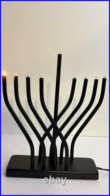 Electric Menorah Hanukkah Candle Holder 9 Light Black Contemporary Modern