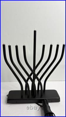 Electric Menorah Hanukkah Candle Holder 9 Light Black Contemporary Modern