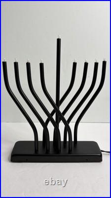 Electric Menorah Hanukkah Candle Holder 9 Light Black Contemporary Modern