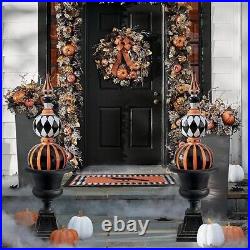 Elegant Falloween 28-Inch Indoor/Outdoor Festive Seasonal Wreath withOrange Bow