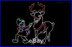 Elf Guiding Reindeer LED light wire frame outdoor display decoration Christmas