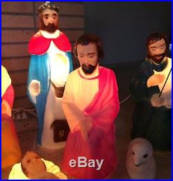 Empire Blowmold 10 pc. Nativity Set Light Up Outdoor Plastic Vintage Christmas