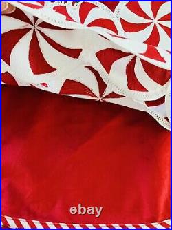 En Vogue Set of 2 Peppermint Christmas Tree Skirts Red White 56 NWT