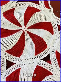 En Vogue Set of 2 Peppermint Christmas Tree Skirts Red White 56 NWT
