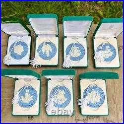 England Wedgwood Blue & White Tassel Ornaments Seasonal Decor Set of 7