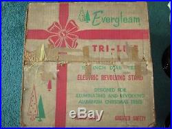 Evergleam Tri Lite 4 Color Revolving Christmas Tree Stand In Box Lights Up