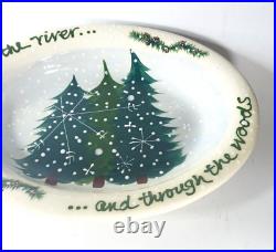 Expressly Yours Oval Serving Bowl Trees Christmas Over the River Through Woods