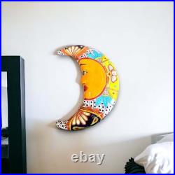 Extra Large Talavera Moon Wall Art Mexican Handmade Ceramic Decor